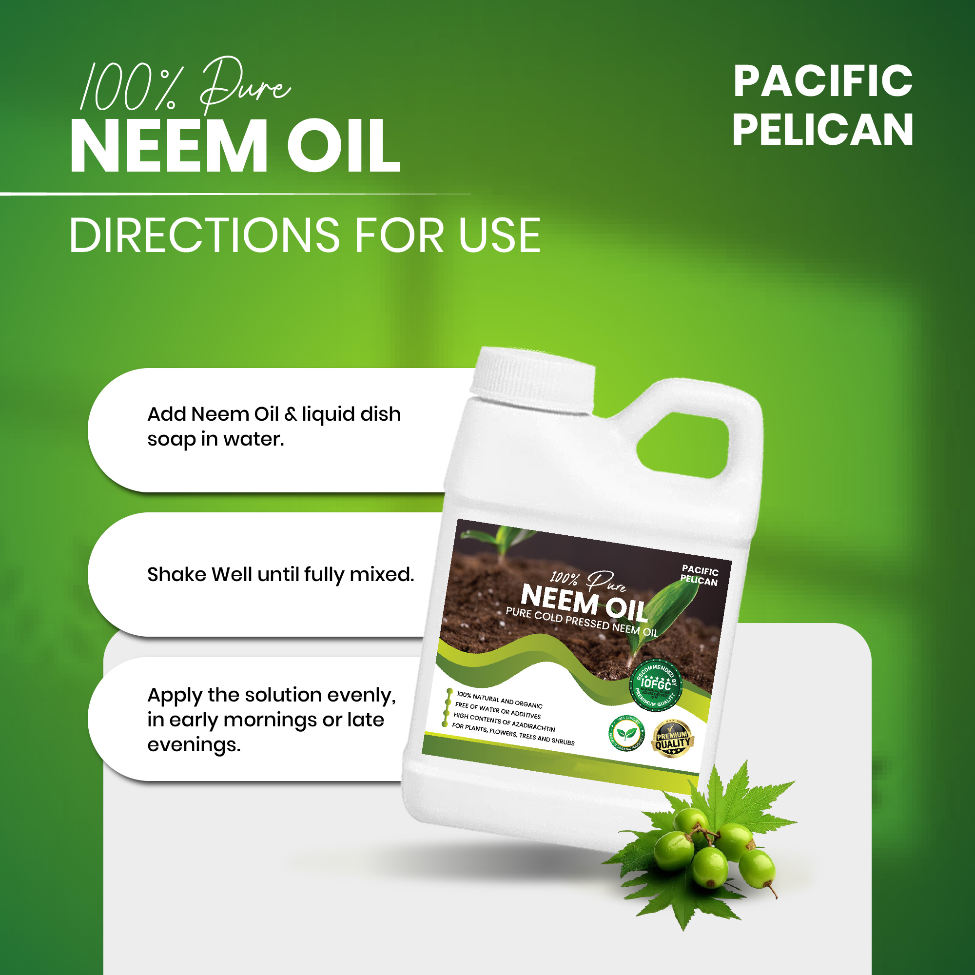 Pacific Pelican 100% Pure Cold Pressed Neem Oil – Multipurpose Natural Oil for Indoor & Outdoor Use - Image 3