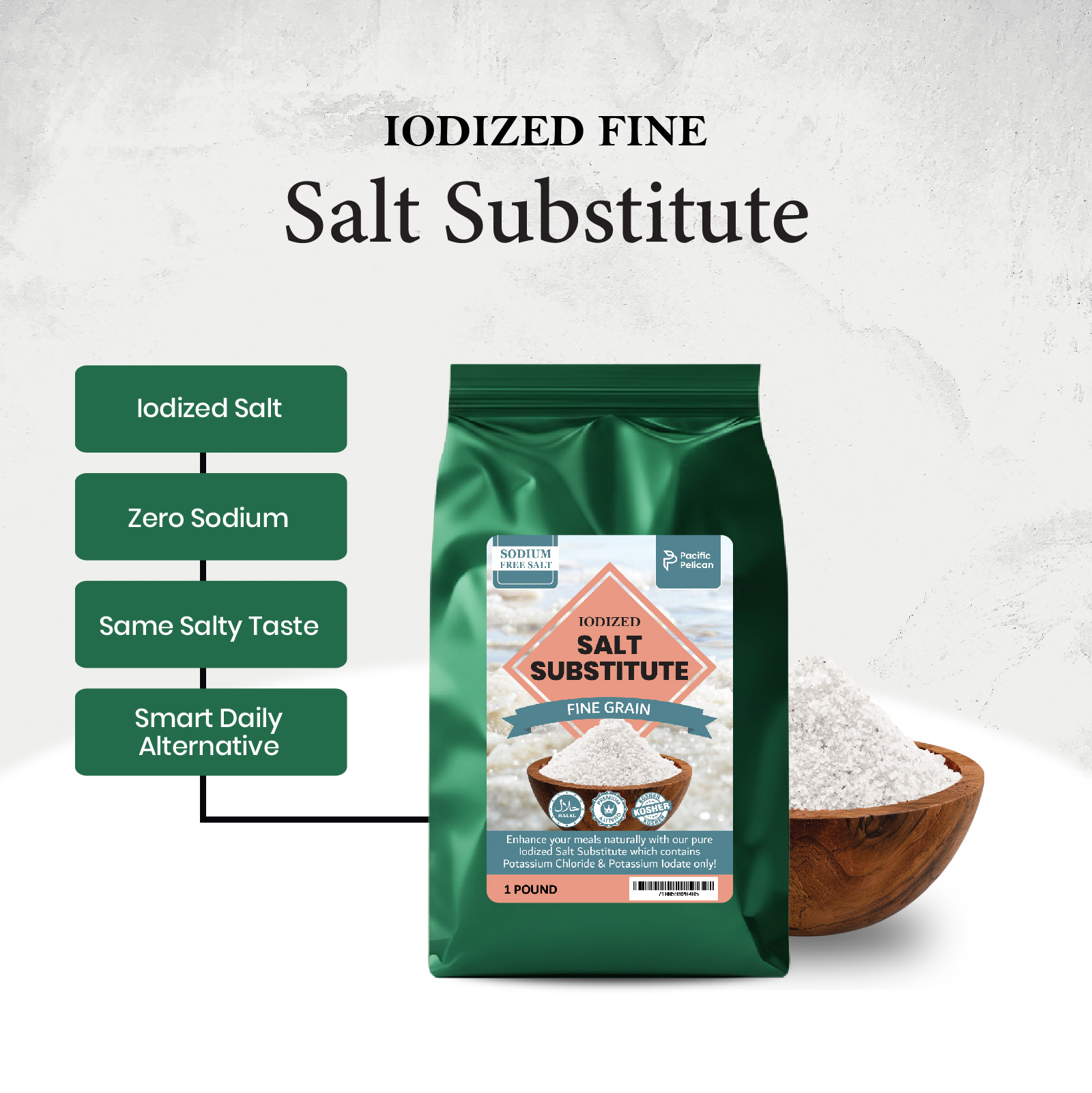 Pacific Pelican Iodized Salt Substitute | Sodium Free Salt | Fine Grain, Pure Rock Salt, 100% Natural & Organic for Cooking, Seasoning & Wellness - Image 6