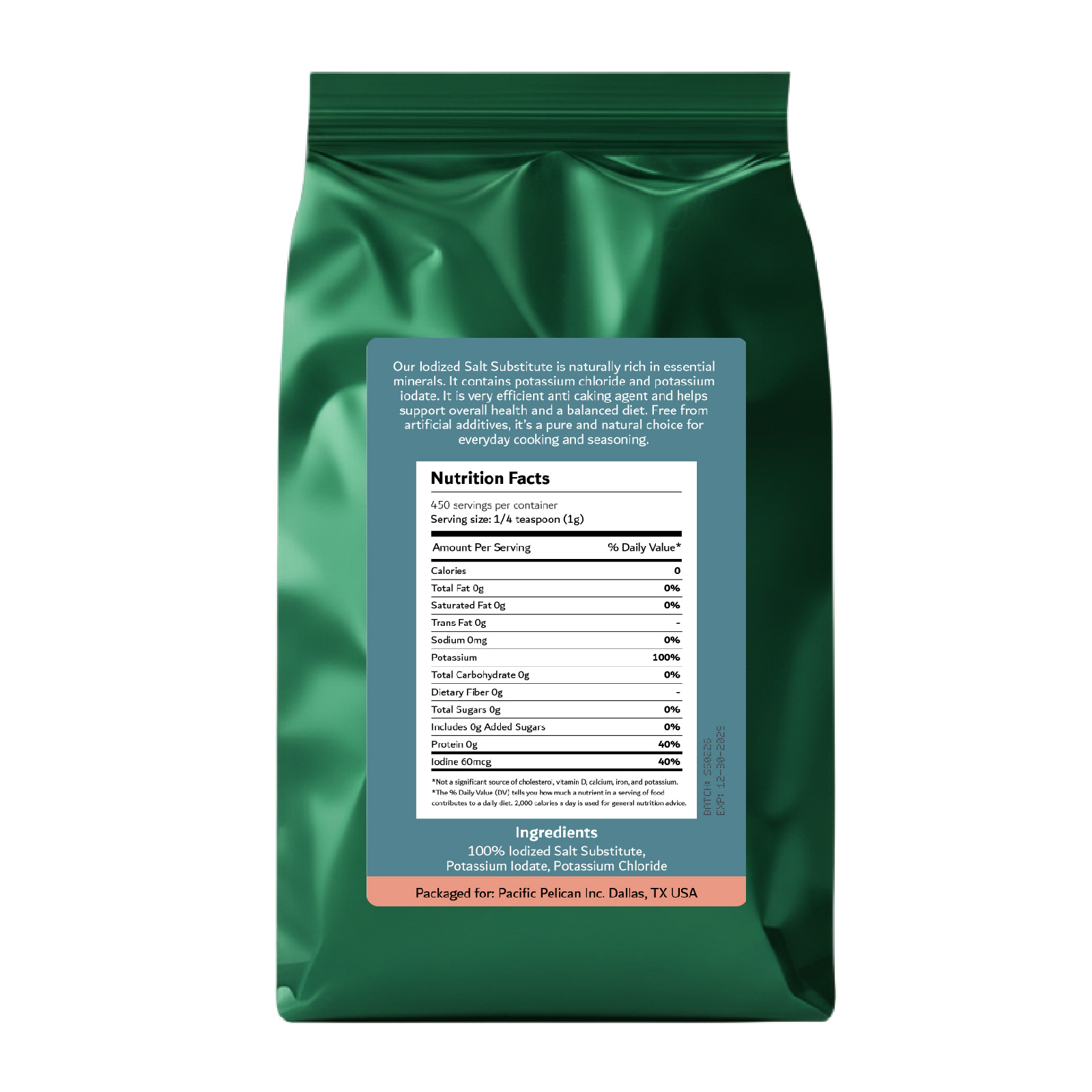 Pacific Pelican Iodized Salt Substitute | Sodium Free Salt | Fine Grain, Pure Rock Salt, 100% Natural & Organic for Cooking, Seasoning & Wellness - Image 5
